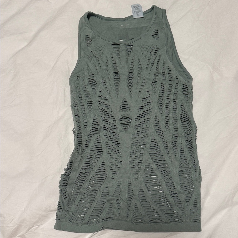 ALO Yoga Distressed Olive Tank Top